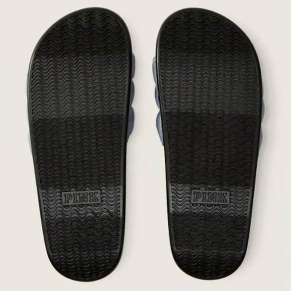 Victoria's Secret PINK Women's Gray/Black Puffer Slide Size Large (9/10) NEW - Picture 3 of 10